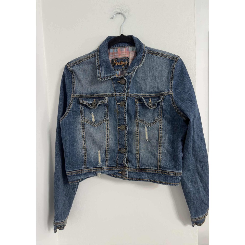 Amethyst Cropped Stretch Denim Jacket‎ Womens XL